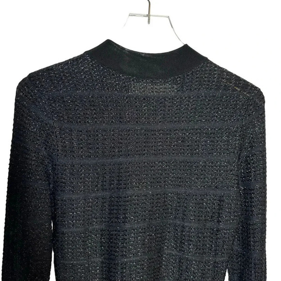 Roland Mouret metallic black knit semi-sheer sweater top womens size Medium - Picture 3 of 7